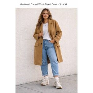 Madewell Haydon Coat Camel Wool Cashmere Blend Jacket 2-Button Sz XL Womens